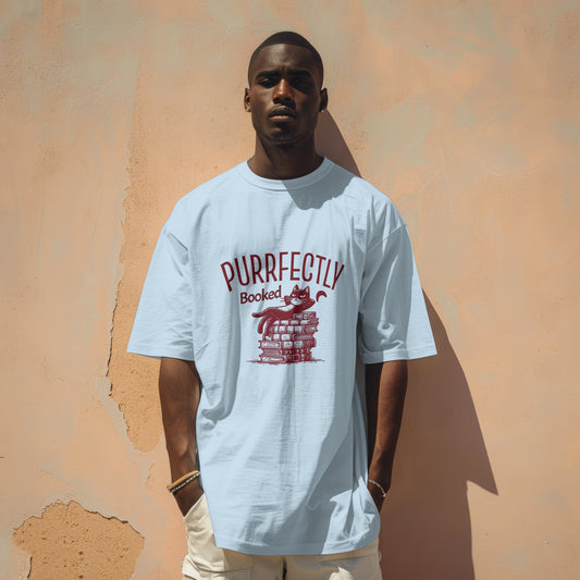 Purrfectly Booked Cotton T-shirt Unisex Fit