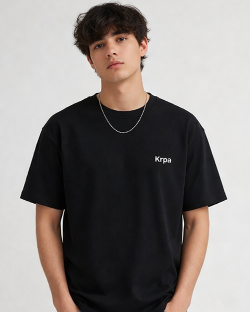 Man wearing black casual t shirt with relaxed fit for everyday wear