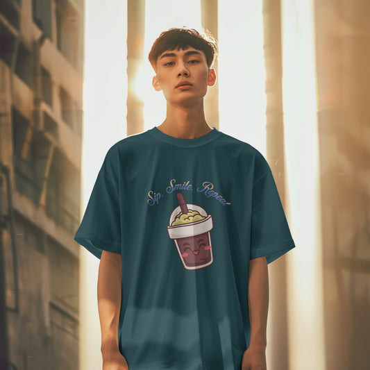 Sip Smile Repeat Cotton T-shirt - Unisex Fit