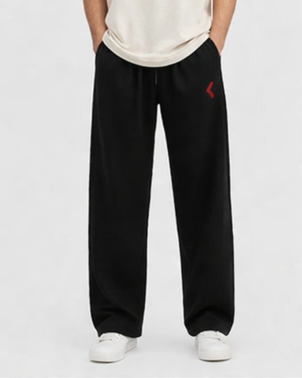 Black relaxed fit lounge pants for men with KRPA logo and minimal design