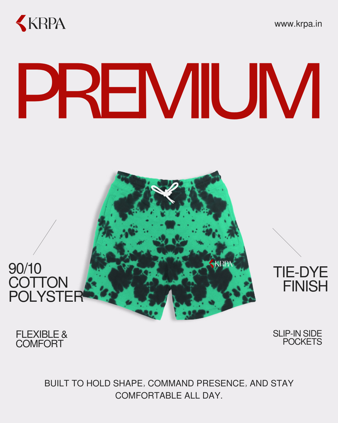 Green Unisex Tie Dye Streetwear Shorts