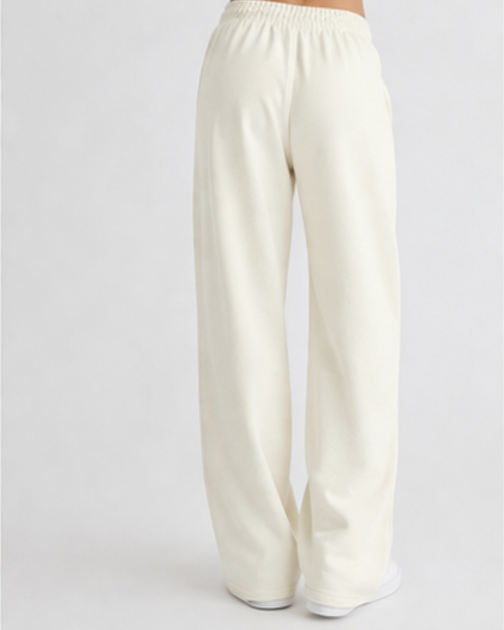 White wide-leg pants on a white background