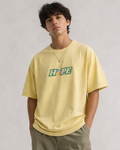 Oversized printed T-shirt for men in light yellow with HOPE slogan, relaxed cotton fit