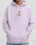 Baby pink oversized hoodie for men with small hourglass logo on chest