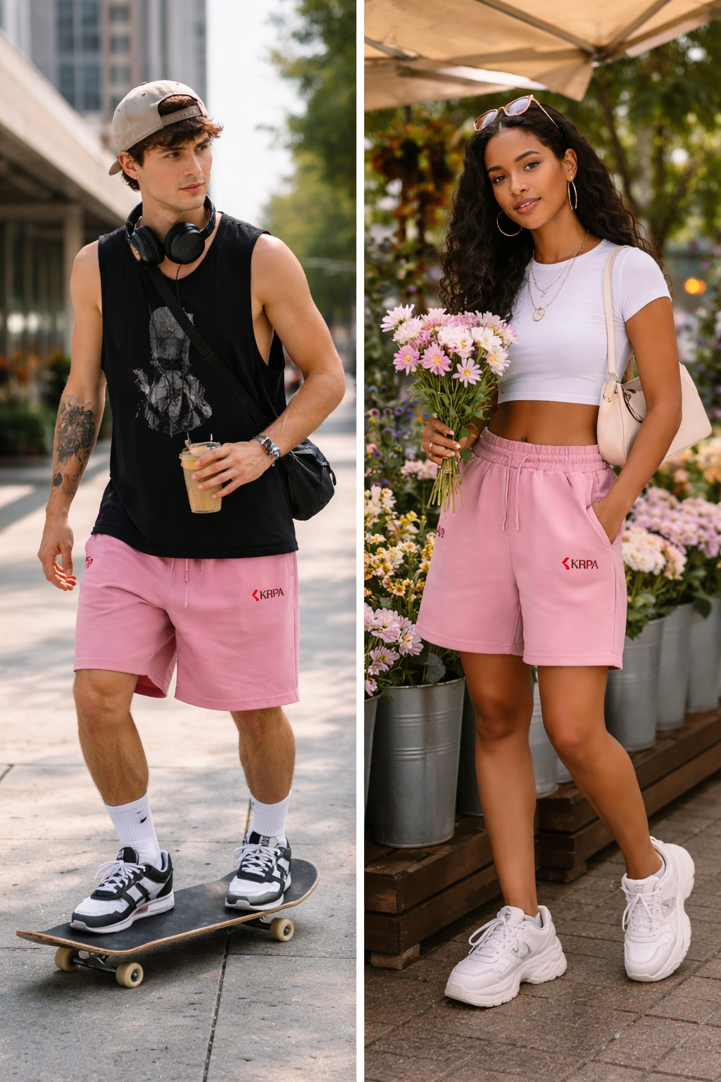 Pink Unisex Terry Everyday Summer Shorts