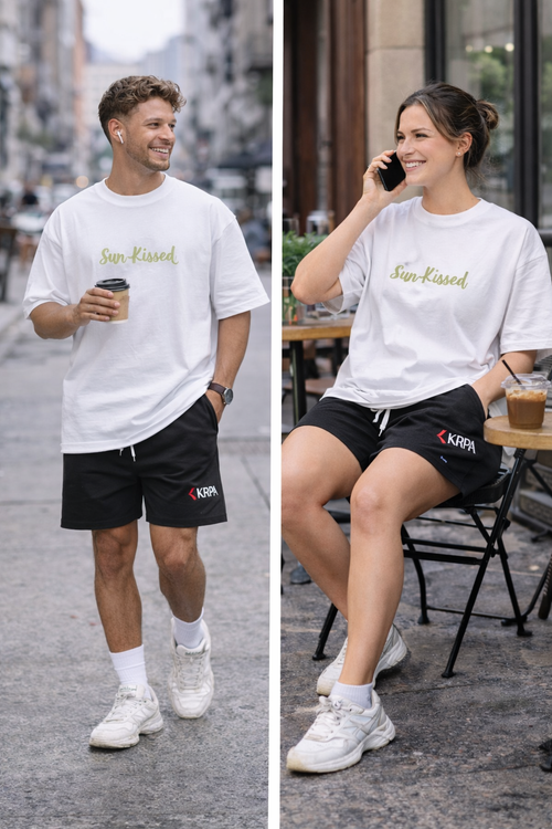 Black Unisex Terry Everyday Summer Shorts