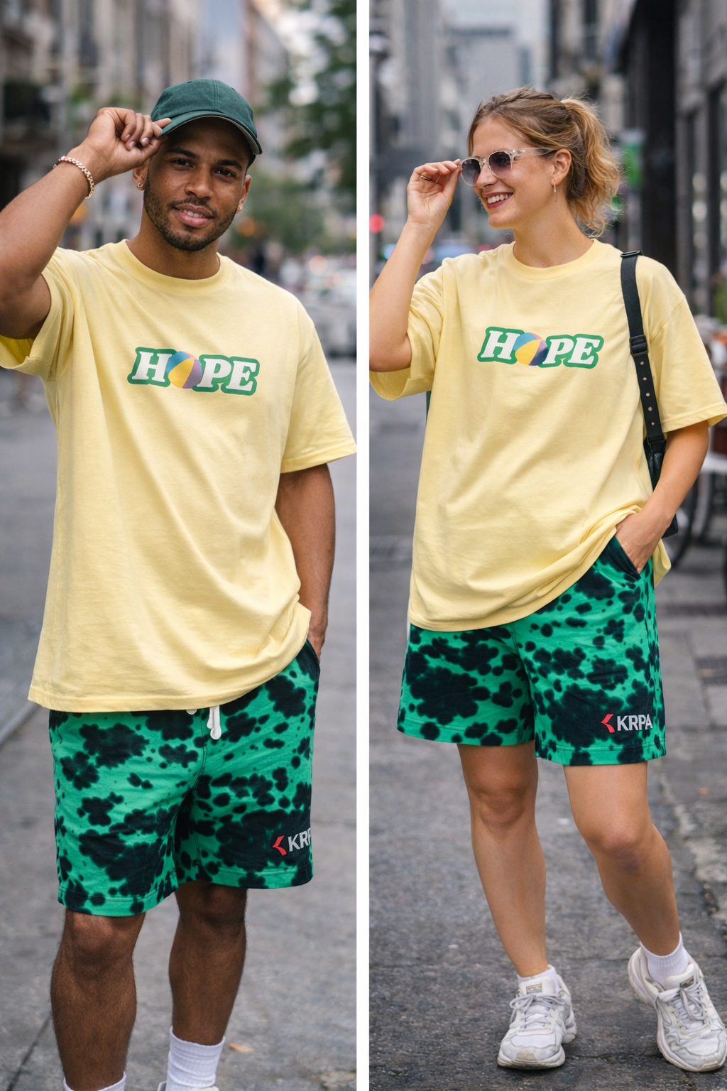 Green Unisex Tie Dye Streetwear Shorts