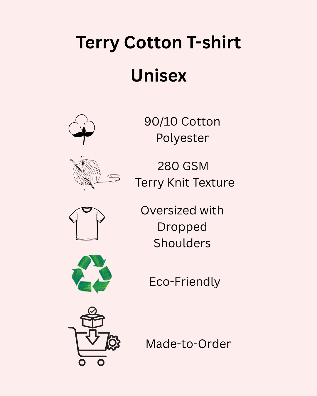 Terry Cotton Oversized T-Shirt – Soft, Unisex Fit