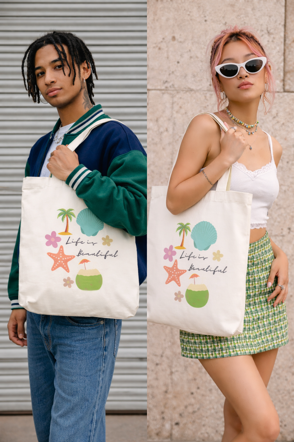 Unisex Zipper Tote Bag