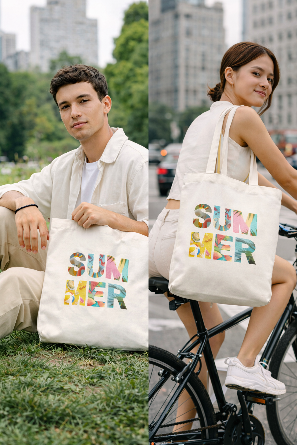 Unisex Zipper Summer Tote Bag