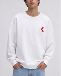 White oversized sweatshirt for men with KRPA logo, relaxed cotton blend fit